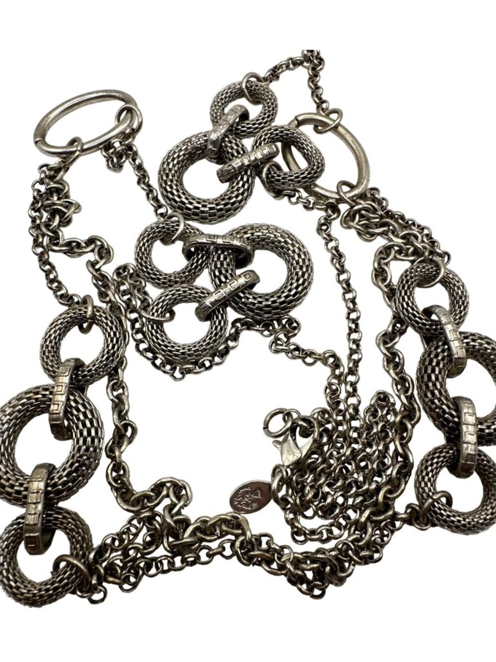 Granny Chic Extra Long Necklace Circle Link Chain Premier Designs Crown Modern